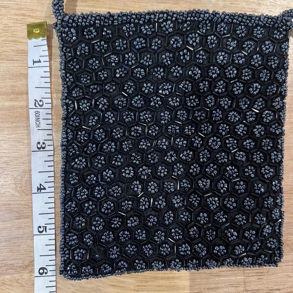 Vintage Art Deco Black Beaded Evening Bag Retroglam Purse UK PAT 1510246 Fancy - Picture 11 of 16